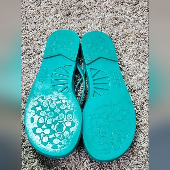Coach Landon Teal Green & White Teal Flip Flops - Picture 4 of 5